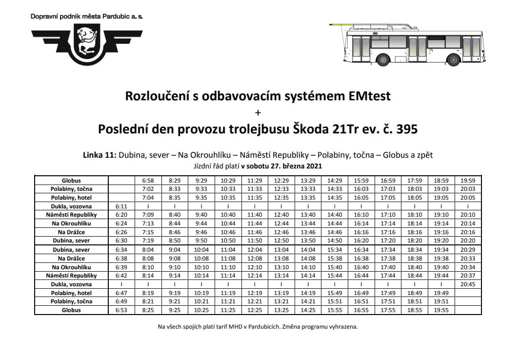 Zdroj: Dopravní podnik města Pardubice