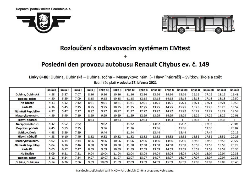 Zdroj: Dopravní podnik města Pardubice